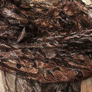 Copper and Silver foiled flaming sheer black scarf